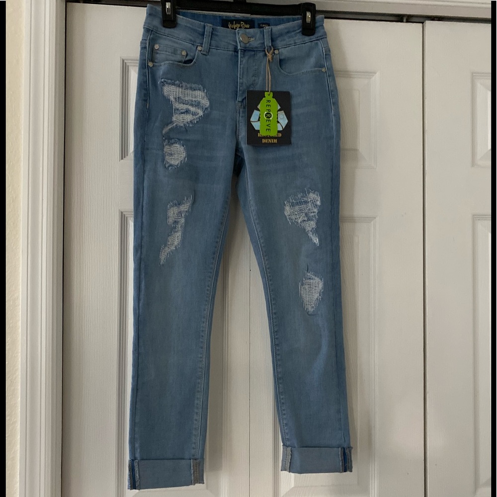 COPY - Indigo Rein Recycle Denim crop distressed Jeans sizes 7
